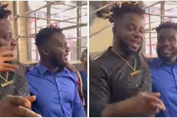 Sabinus finally meets look-alike in Owerri, takes photos with him - skabash