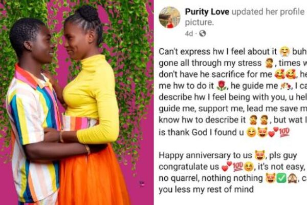 Young Nigerian lovers stir massive reaction as they celebrate love anniversary