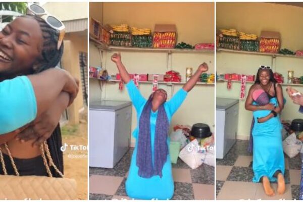 Nigerian woman breaks down in tears as good Samaritan gifts her a shop full of goods | skabash.com