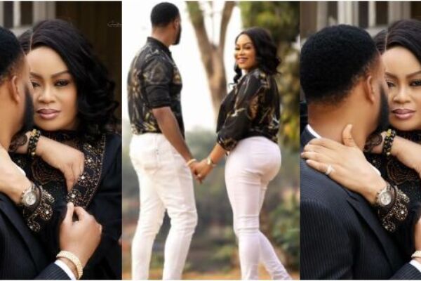 It's about to go down - Nkiru Sylvanus releases pre-wedding photo, conceals fiancé's face