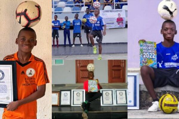 "Amazing Kid Eche": Talented 13-year-old Nigerian boy who has 4 Guinness World Records in football