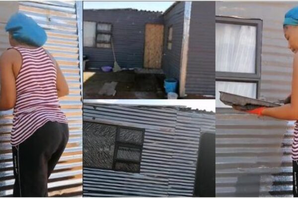 'Not competing with anybody': Lady constructs charming house using roofing sheets, paints it